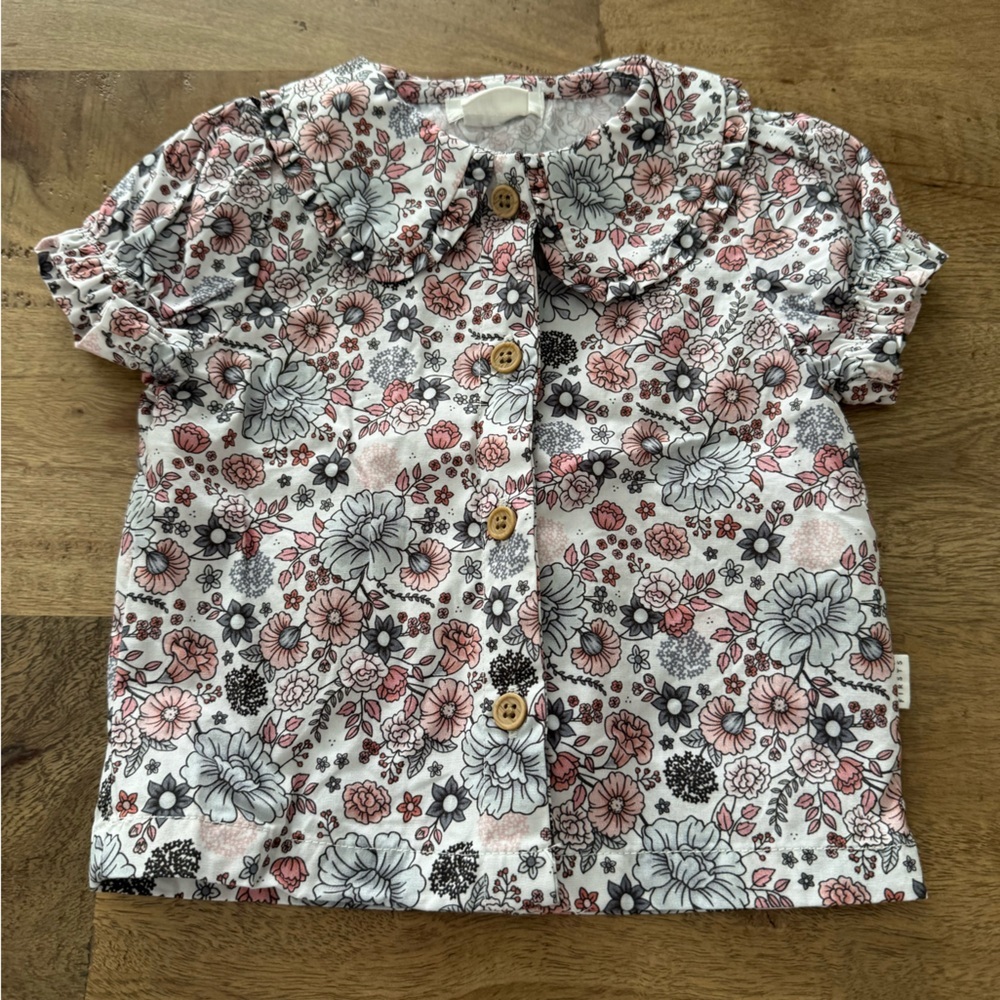 Petit Lem Floral Kids Shirt with Button Details size 9 months